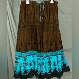 White Stag Vintage NWT Brown Blue Sequin Floral Maxi Skirt Women’s 16/18 Boho